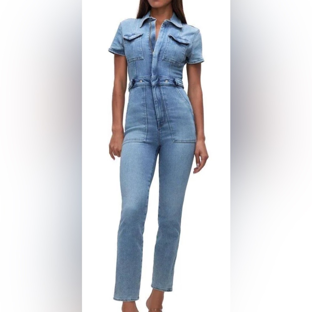 Good American fit for success denim jumpsuit